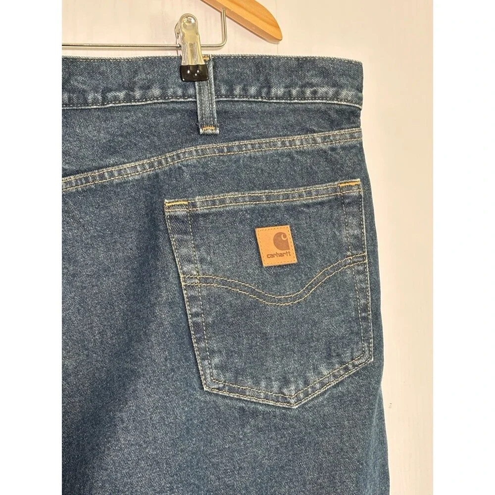 Carhartt Denim Jeans Mens 42 34 Blue Work Pants Traditional Fit Cotton B480-DVB